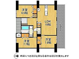 武庫川第2三番街1号棟 3LDKの間取図画像