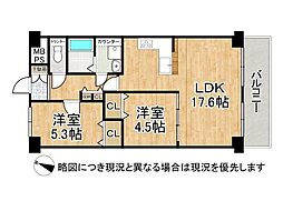 ユニハイム千船2号棟 2LDKの間取図画像