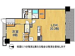 メイツブラン伊丹 1LDKの間取図画像