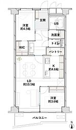 西道頓堀コーポ1号棟 2LDKの間取図画像