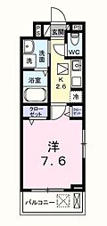 JR青梅線 小作駅 徒歩10分の賃貸アパート 1階1Kの間取り