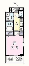 JR青梅線 小作駅 徒歩10分の賃貸アパート 2階1Kの間取り