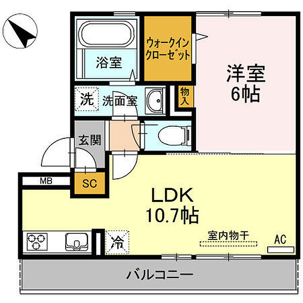 神奈川県川崎市幸区下平間(賃貸アパート1LDK・3階・40.68㎡)の写真 その2