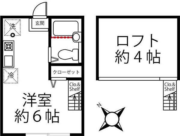 神奈川県横浜市神奈川区栗田谷(賃貸アパート1R・2階・14.49㎡)の写真 その2