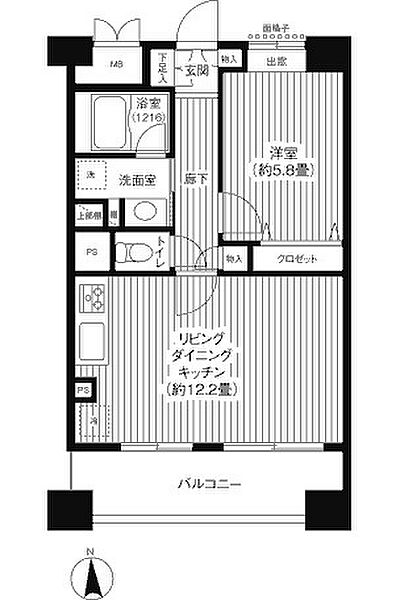 神奈川県横浜市港北区樽町1丁目(賃貸マンション1LDK・6階・44.08㎡)の写真 その2