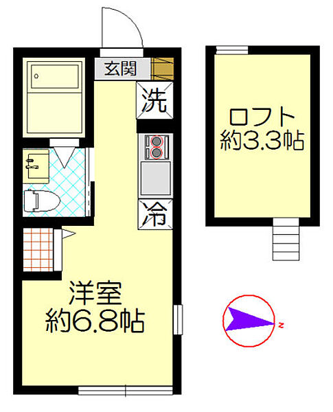 サンテラス山手II 206｜神奈川県横浜市中区矢口台(賃貸アパート1R・2階・16.14㎡)の写真 その2