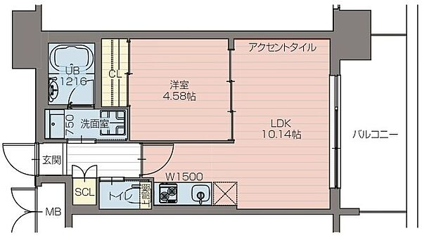 プレジオ阿波座9-15F 1402｜大阪府大阪市西区川口3丁目(賃貸マンション1LDK・14階・35.42㎡)の写真 その2