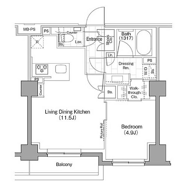 ザ・パークハビオ新宿 227｜東京都新宿区新宿６丁目(賃貸マンション1LDK・2階・40.21㎡)の写真 その2