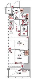 ハーモニーレジデンス新宿早稲田ザ・ガーデン 4階1DKの間取り