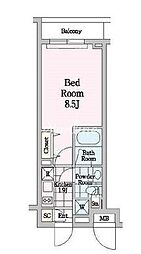 クロノガーデン神楽坂 1Kの間取図画像