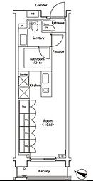 カスタリア新宿夏目坂 ワンルームの間取図画像