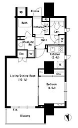 パークアクシス神楽坂ステージ 1LDKの間取図画像