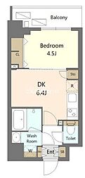 新宿区早稲田鶴巻町マンション 1DKの間取図画像
