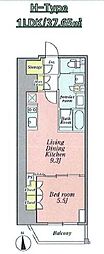 CRESTCOURT新宿山吹町 1LDKの間取図画像