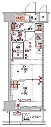 ハーモニーレジデンス新宿早稲田ザ・ガーデン 1DKの間取図画像