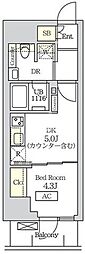 コスモグラシア新宿西早稲田 1LDKの間取図画像