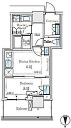 パークシティ中野ザタワーブリーズ 1DKの間取図画像