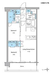 新宿区高田馬場3丁目マンション 2LDKの間取図画像
