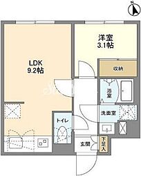 ウェルスクエア新宿戸山 1LDKの間取図画像