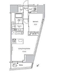 ザ・パークハビオ市ヶ谷ウエスト 1LDKの間取図画像