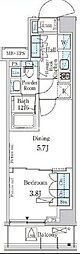 ParkAxis市谷加賀町 1DKの間取図画像