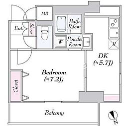 ヴァンテ・アン神楽坂 1DKの間取図画像