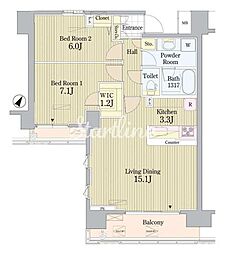 プライムアーバン東中野コート 2LDKの間取図画像