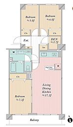 コープ野村南流山弐番街2号棟 3LDKの間取図画像