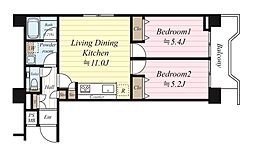 朝日プラザ八広 2LDKの間取図画像