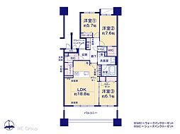 グランジオ武蔵野 3LDKの間取図画像