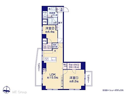 2LDK 間取り