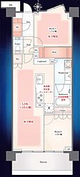 パークシティー高田馬場 2LDKの間取図画像
