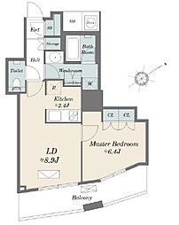 ザ・パークハウス西新宿タワー60 1LDKの間取図画像