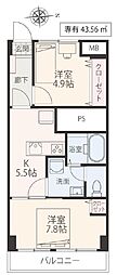 田無永谷マンション 2Kの間取図画像