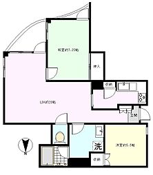 パークヒルズ篠原 2LDKの間取図画像