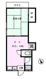 テラスK 1DKの間取図画像
