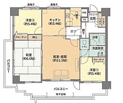 ユニ宇治小倉マンション 3LDKの間取図画像
