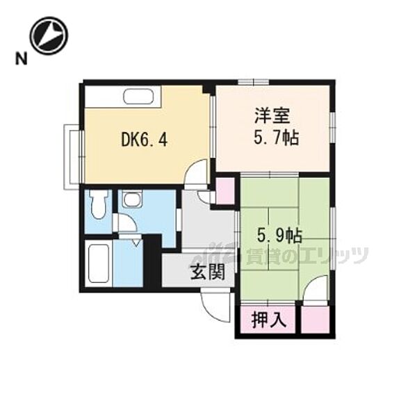 アプリコット 207｜滋賀県東近江市中小路町(賃貸アパート2DK・2階・43.75㎡)の写真 その2