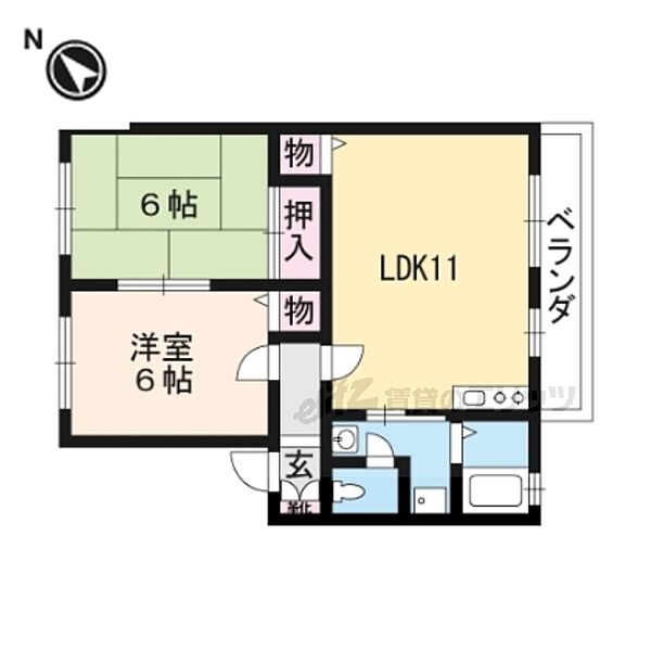 滋賀県栗東市北中小路(賃貸アパート2LDK・2階・52.84㎡)の写真 その2