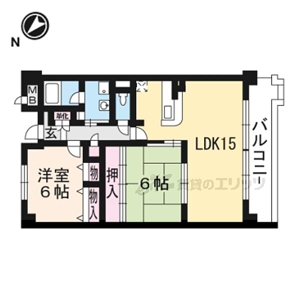 フローラ藤 102｜滋賀県守山市伊勢町(賃貸マンション2LDK・1階・61.33㎡)の写真 その2