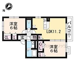 JR東海道・山陽本線 守山駅 徒歩31分の賃貸アパート 1階2LDKの間取り