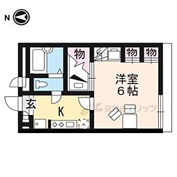 JR北陸本線 長浜駅 バス20分 平方東下車 徒歩3分の賃貸アパート 1階1Kの間取り