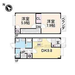 アイ・ハウス 2LDKの間取図画像