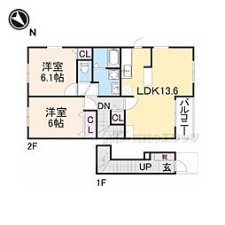 プロヴァンス・ドゥ 2LDKの間取図画像