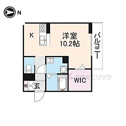 ビオット彦根B棟 3階ワンルームの間取り