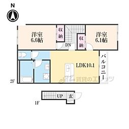 フィールドルミナス2 2LDKの間取図画像