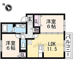 セジュールアースマーシ4 2LDKの間取図画像
