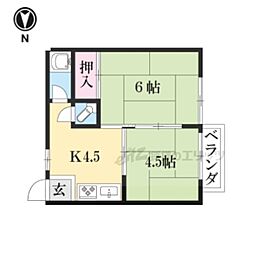 小森マンション 2DKの間取図画像
