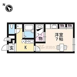 レオパレス簗瀬 1Kの間取図画像