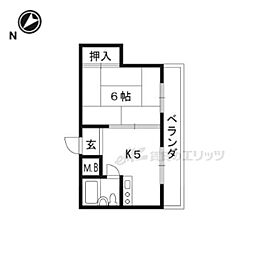 オクダビル 1DKの間取図画像